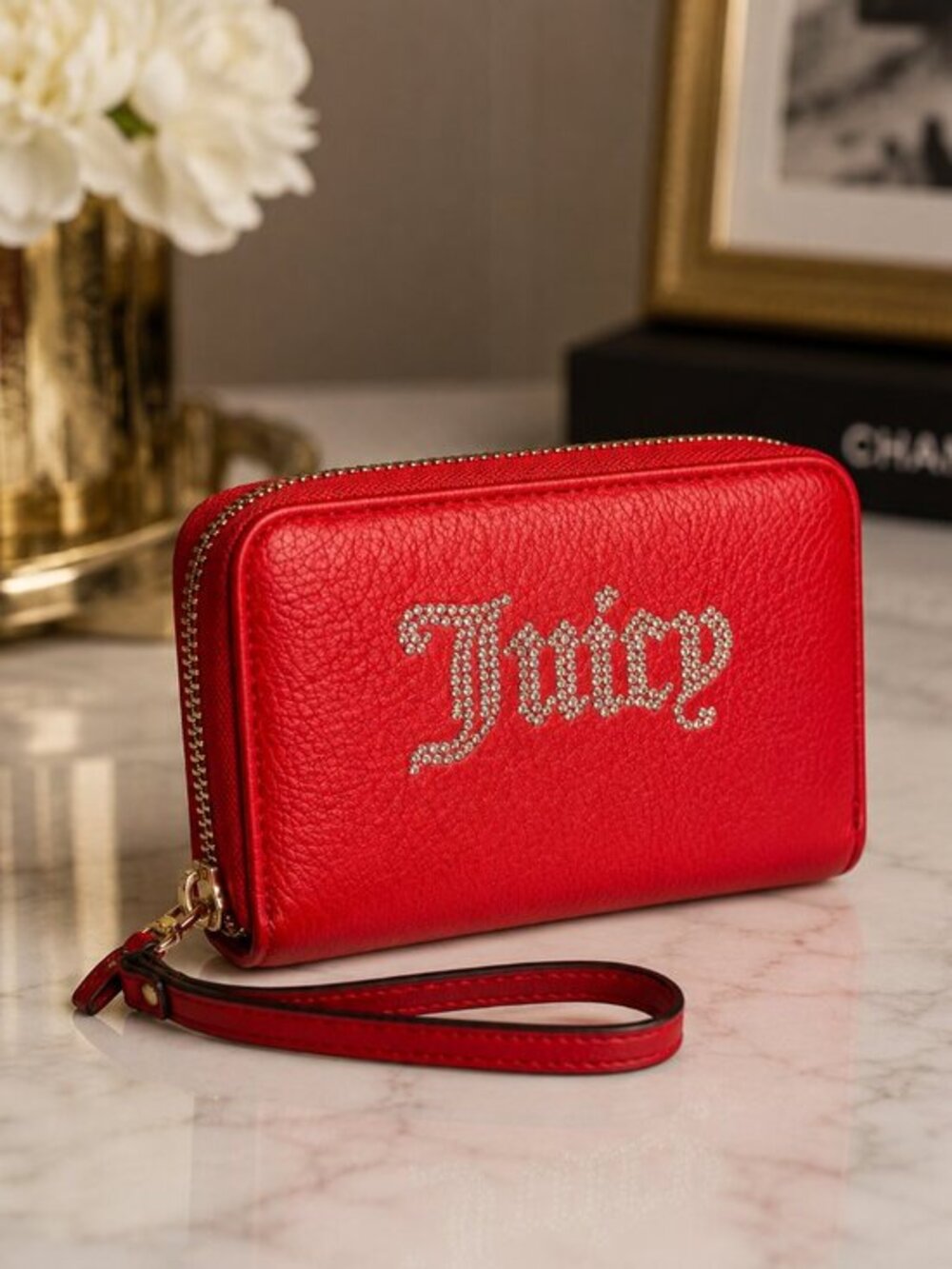 Juicy Couture Breaking the Rules Double Zip Rhinestone Wallet NWT